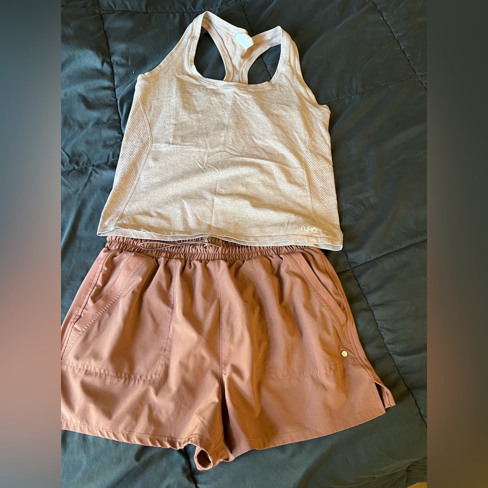 Set! Light pink top and Mauve shorts
